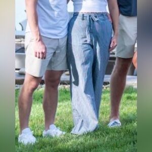 A New Day Size S Linen Blue and White Striped Pants